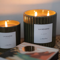 Bougies La Bohème allumées, grand et petit format