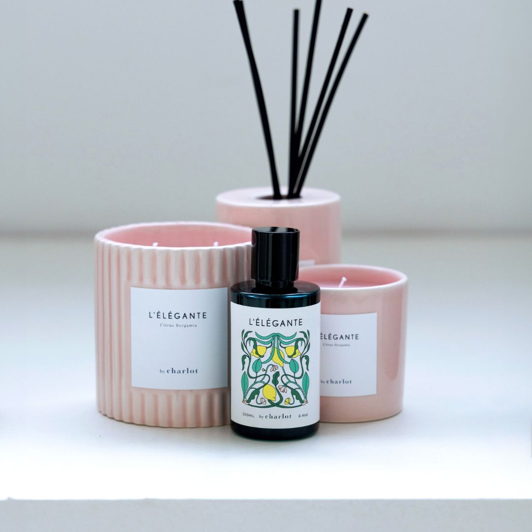 Bougies, diffuseur et flacon de recharge L'Élégante, céramique rose