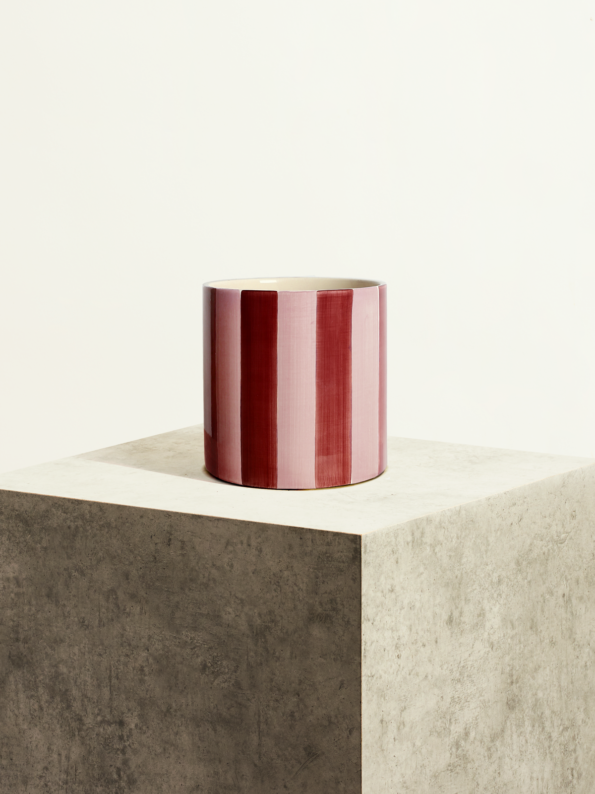 Striped Ceramic Pot - Ruby - 14 cm