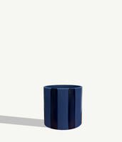 Pot en céramique rayée - Bleu Marine - 14 cm