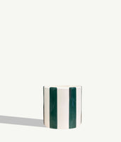 Pot en céramique rayée - Vert Forêt - 14 cm