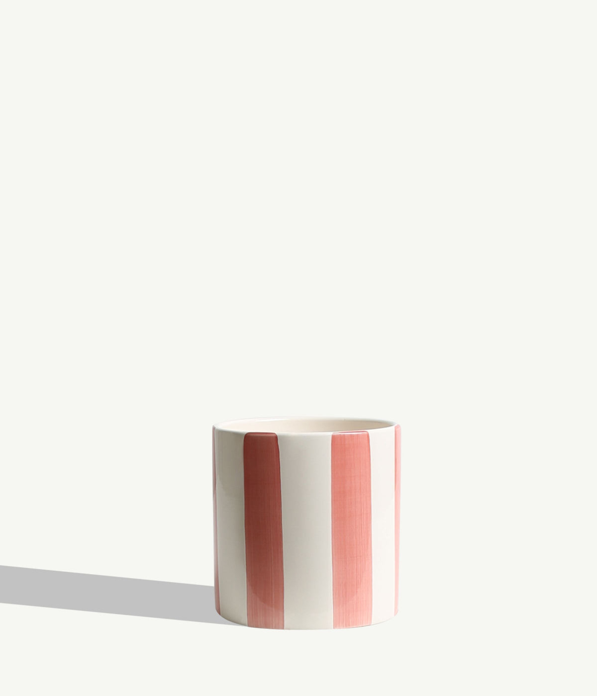 Striped Ceramic Pot - Sorbet Pink - 14 cm