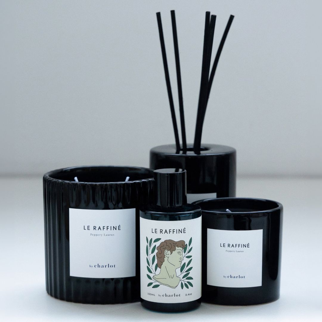 Bougies, diffuseur et flacon de recharge Le Raffiné, céramique noire