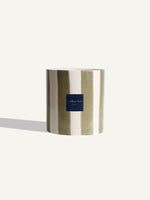 Striped Ceramic Pot - Olive Green - 18 cm