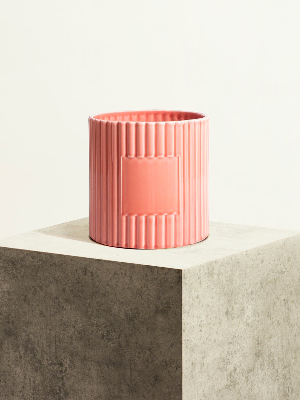 Fluted Ceramic Pot - Sorbet Pink - 18 cm
