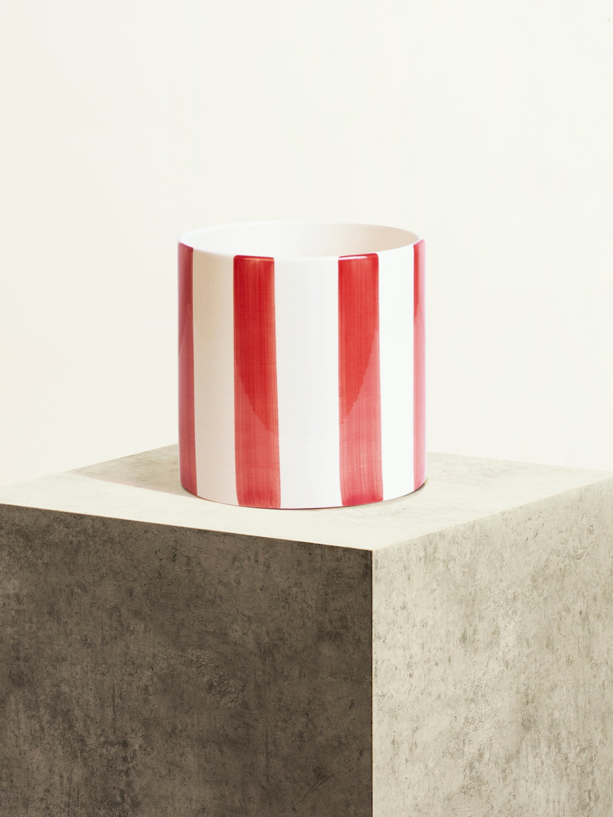 Striped Ceramic Pot - Ultimate Red - 18 cm
