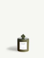 Petite bougie La Bohème avec son couvercle, céramique vert olive
