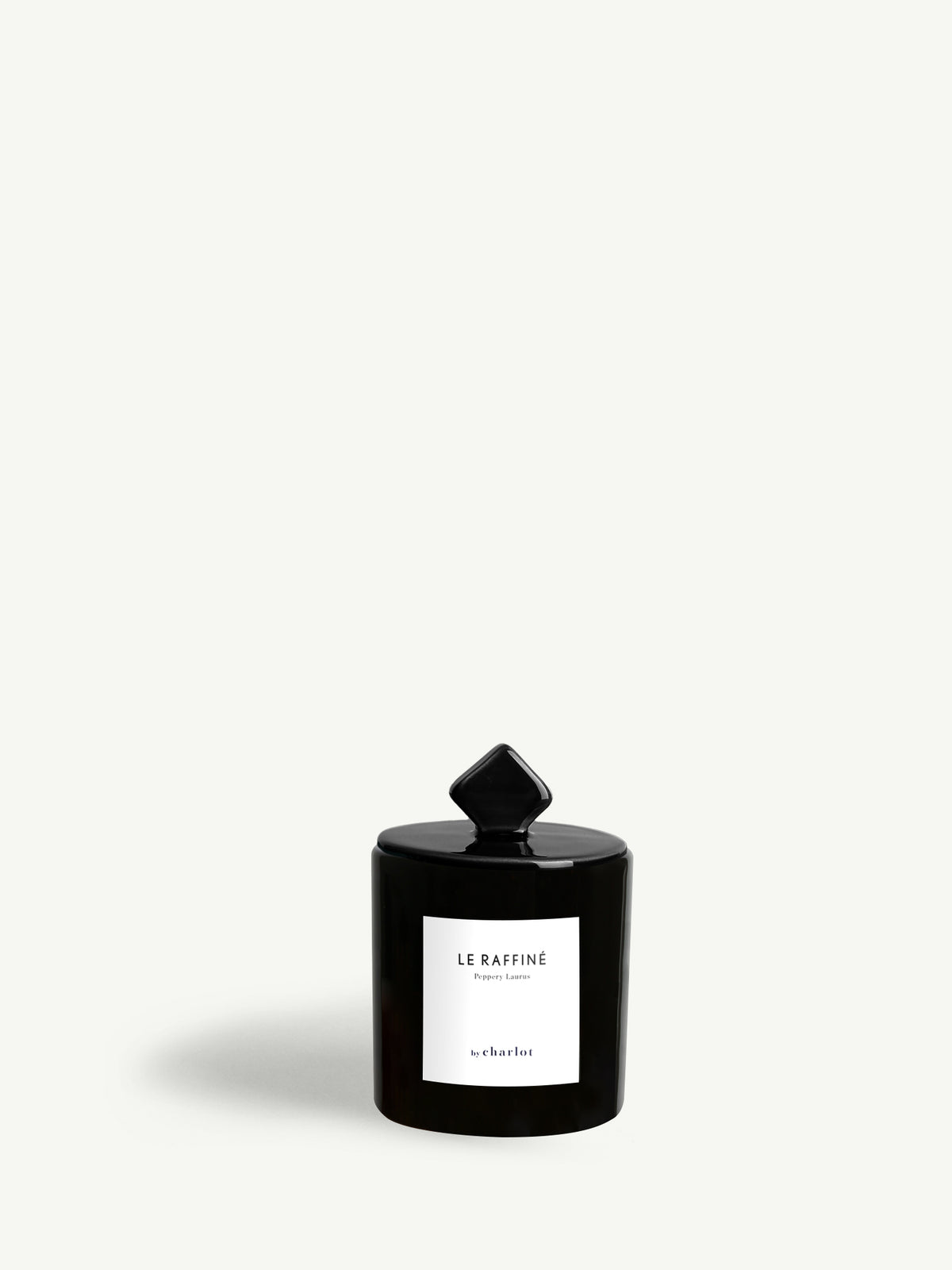 Petite bougie Le Raffiné avec son couvercle, céramique noire