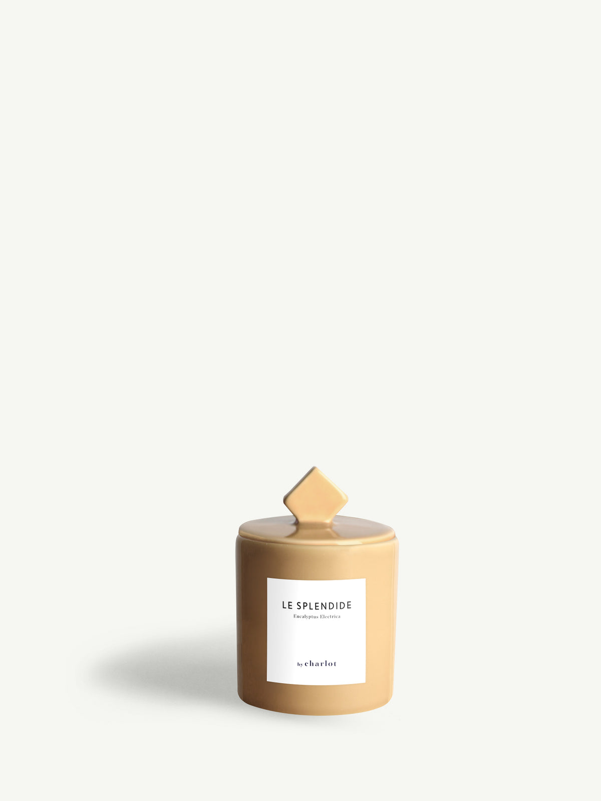 Petite bougie Le Splendide avec son couvercle, céramique beige