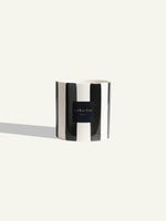Pot en céramique rayée - Noir réglisse - 14 cm