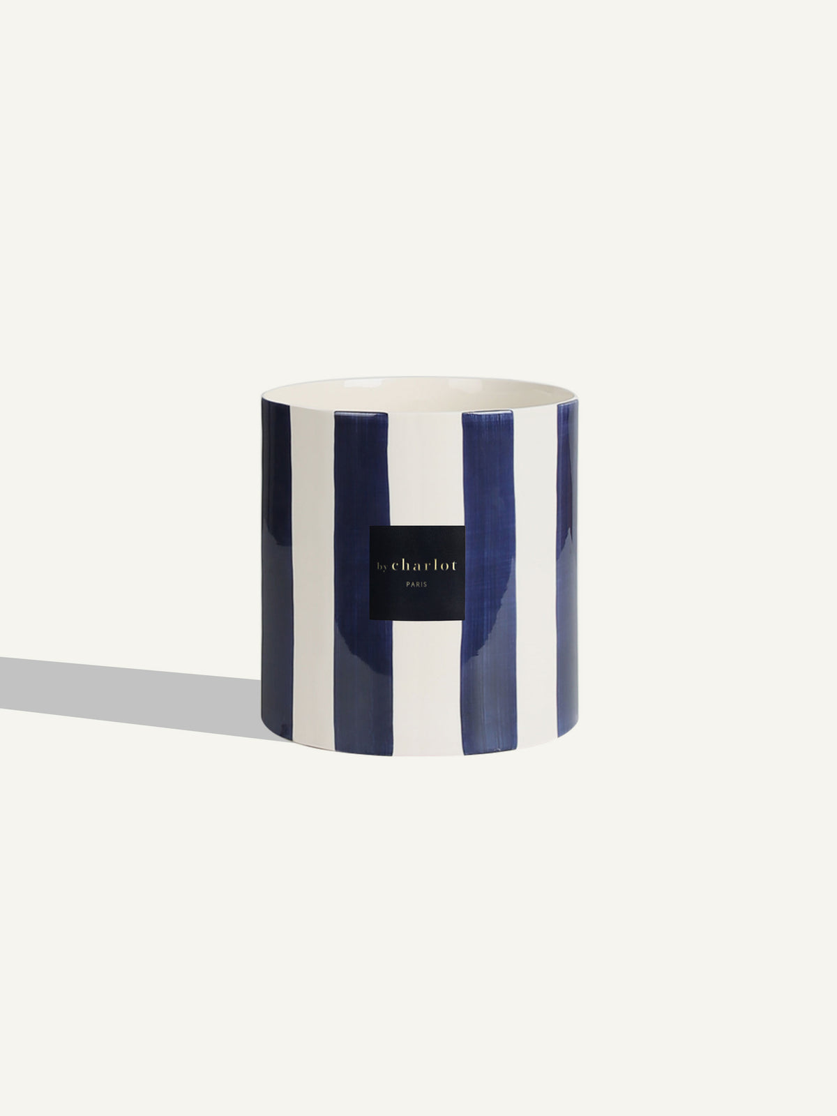 Striped Ceramic Pot - Navy Blue - 18 cm