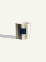 Striped Ceramic Pot - Olive Green - 14 cm