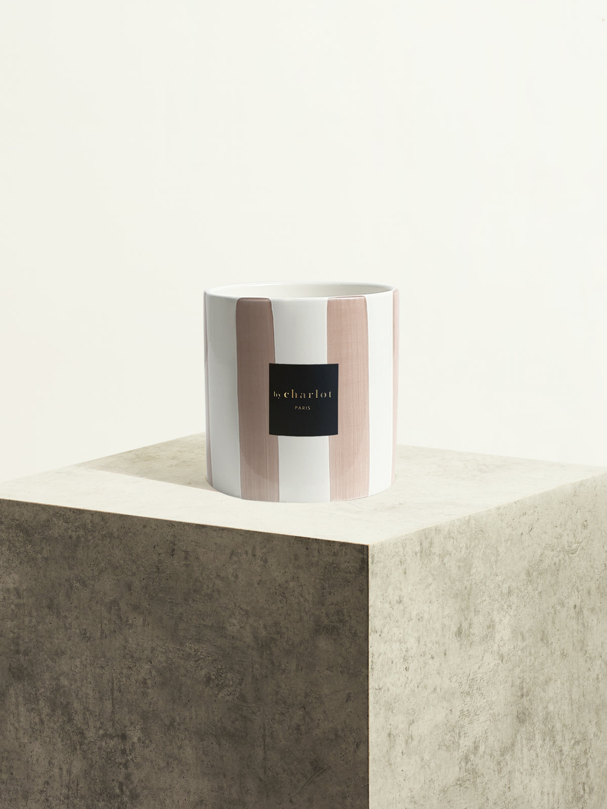 Pot en céramique rayé - Rose canyon - 14 cm