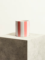 Striped Ceramic Pot - Sorbet Pink - 14 cm