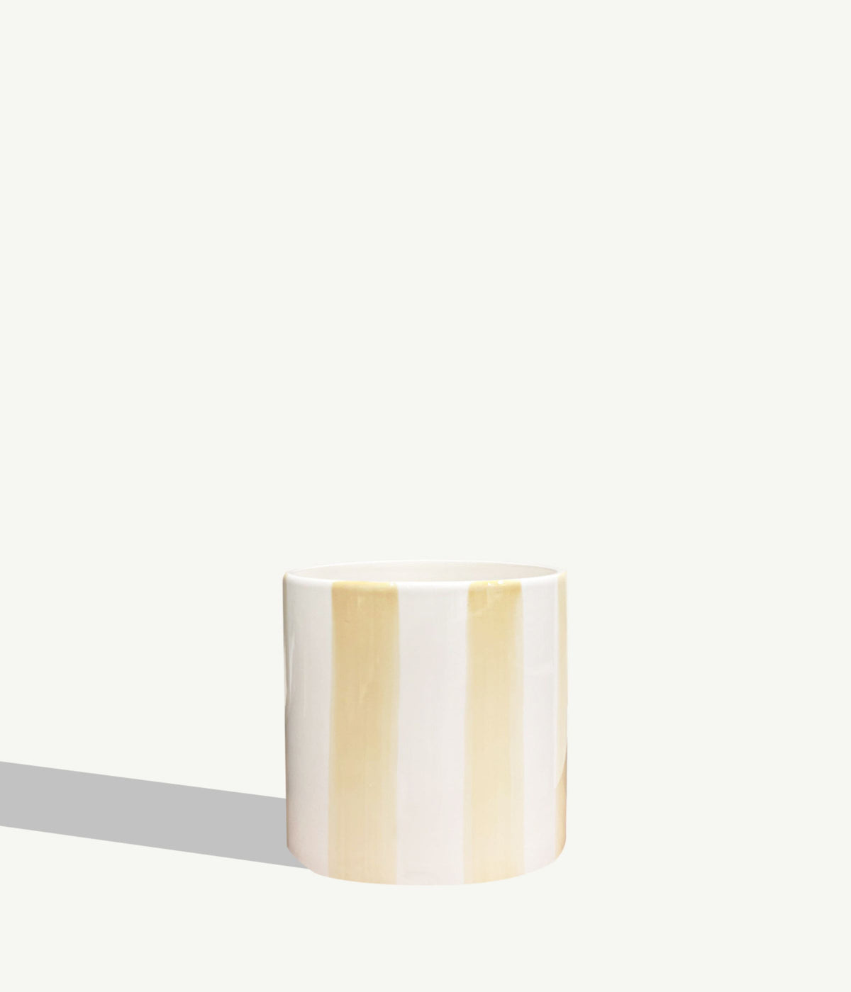 Pot en céramique rayée - Beige Sable - 18 cm