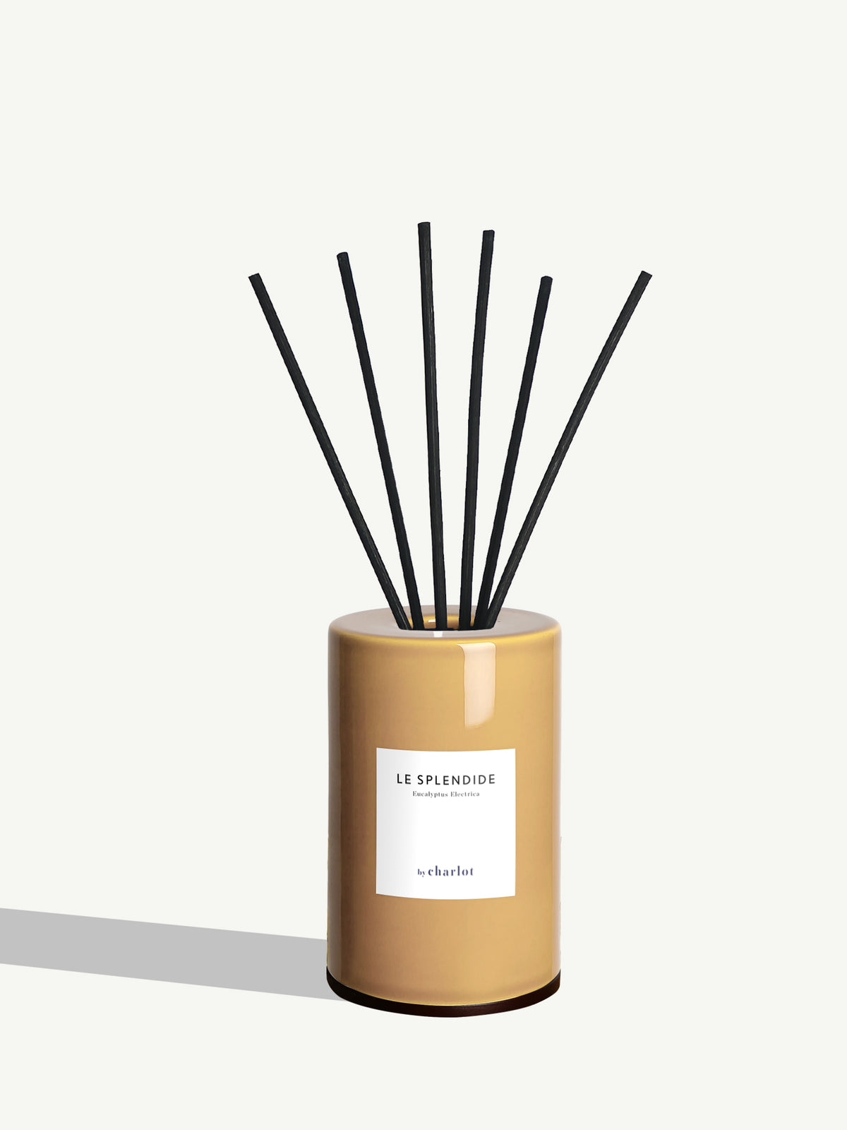 Diffuseur Le Splendide, cloche en céramique beige sable et tiges de rotin