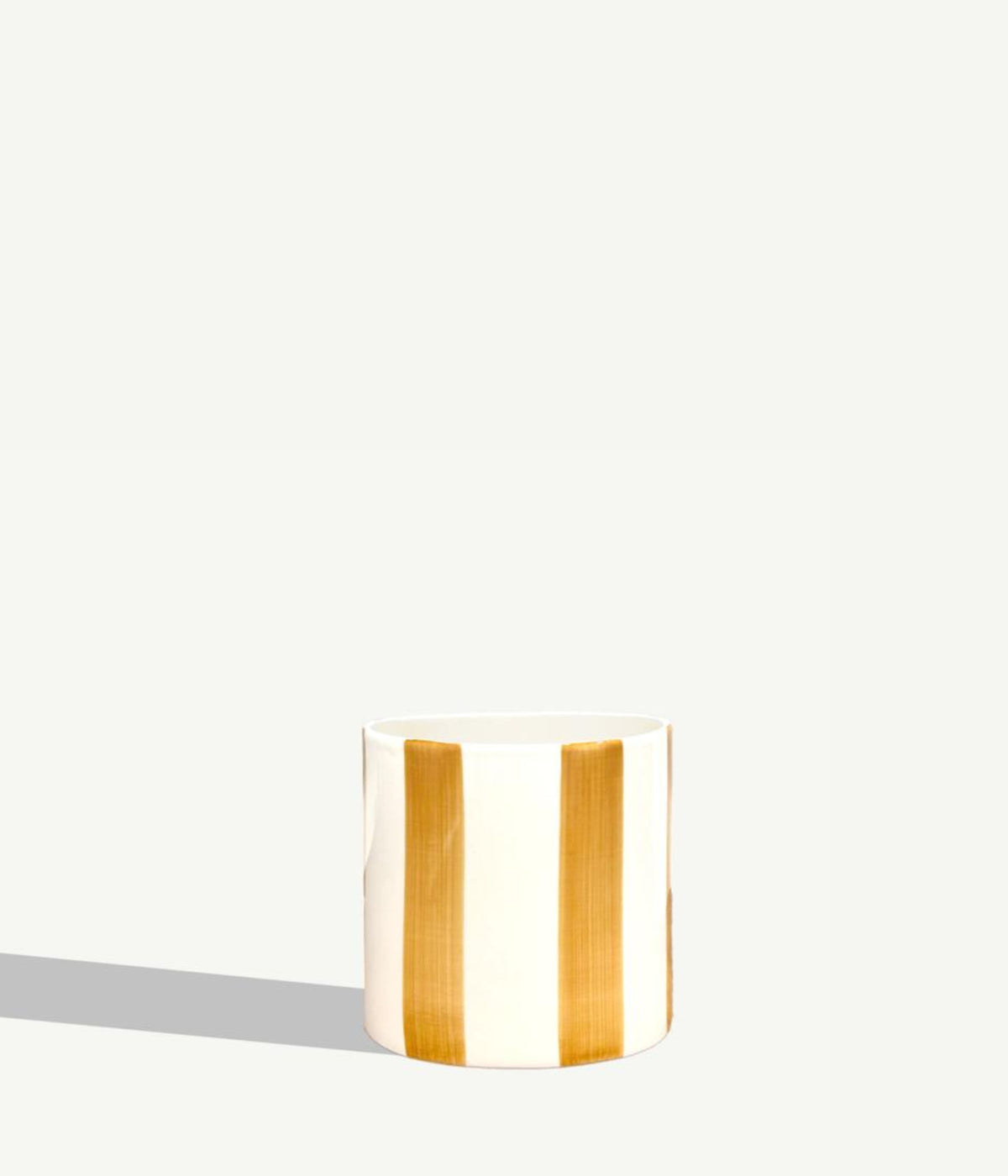 Striped Ceramic Pot - Amber - 14 cm