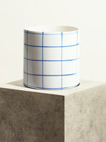 Pot en céramique quadrillée - Bleu Cyclades - 24 cm
