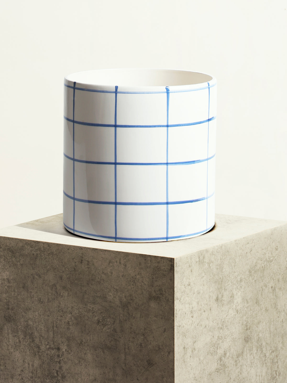 Chequered Ceramic Pot - Cyclades Blue - 24 cm