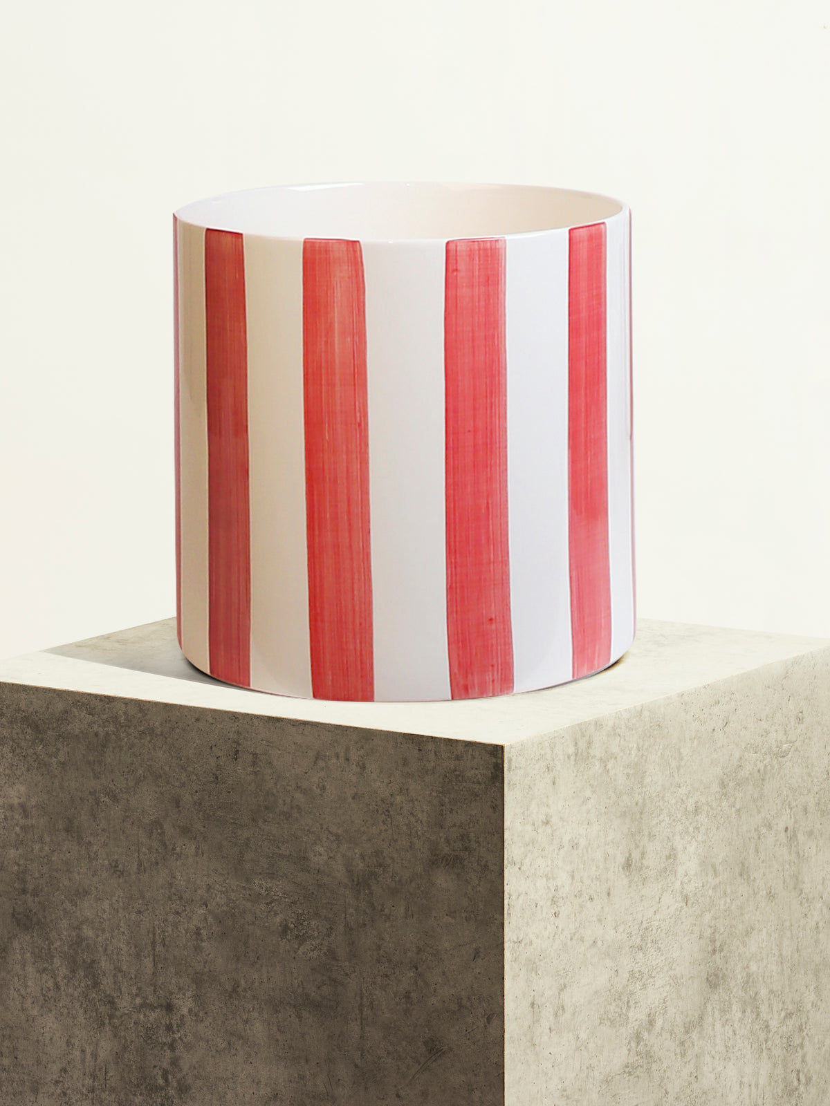 Striped Ceramic Pot - Ultimate Red - 24 cm