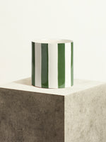 Striped Ceramic Pot - Grass Green - 18 cm