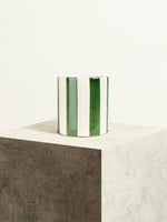 Striped Ceramic Pot - Grass Green - 14 cm