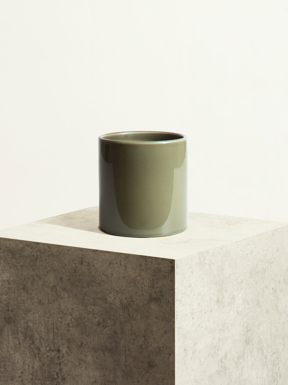 Ceramic Pot - Olive Green - 14 cm