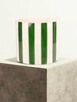 Striped Ceramic Pot - Grass Green - 24 cm